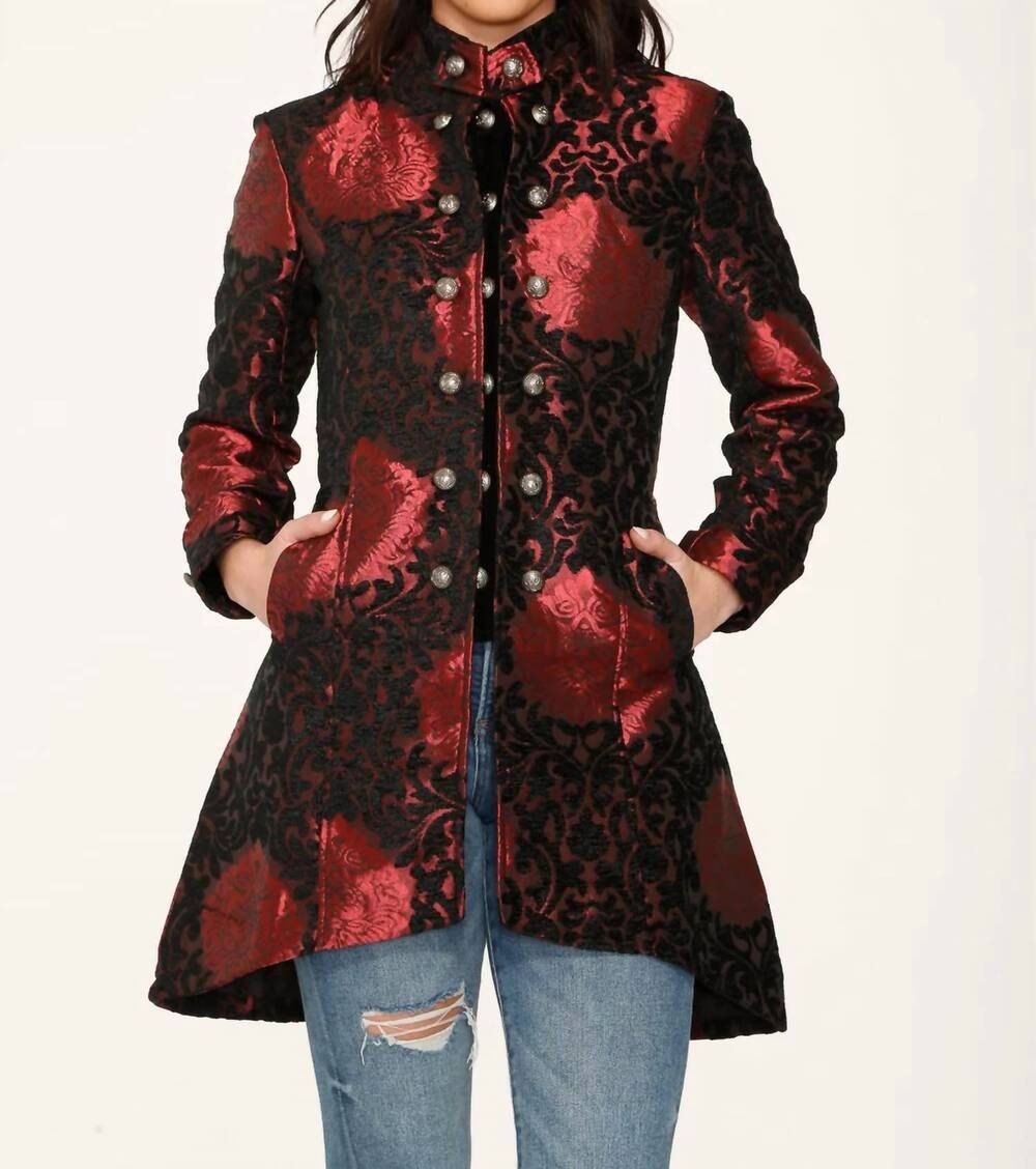 NEW ORCHID BLOOM brocade hilo coat in red